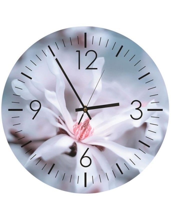 Wall clock - White Magnolia - Doreen Albrecht | FEEBY