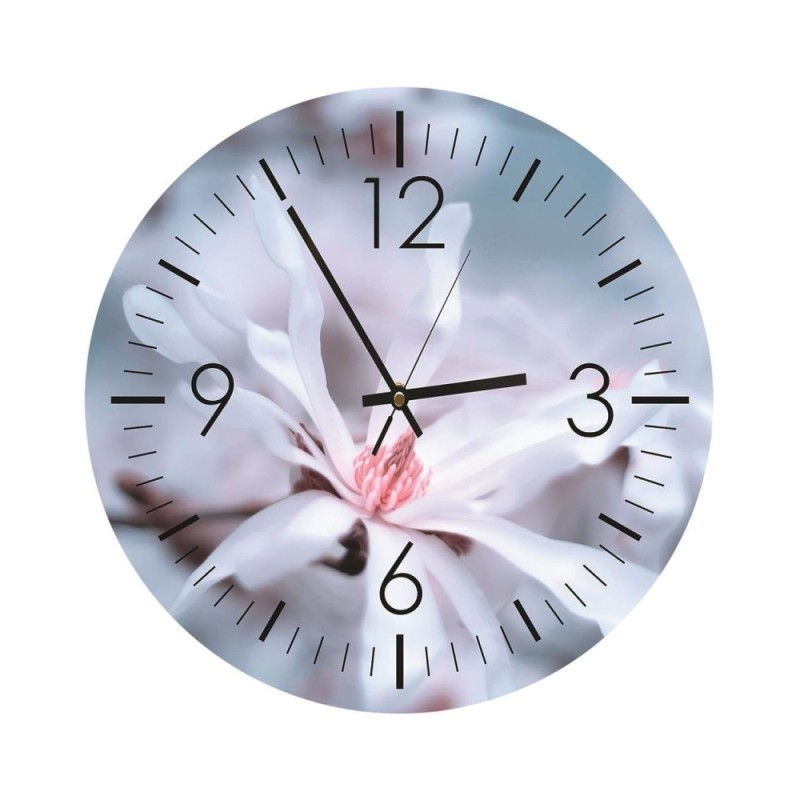 Wall clock - White Magnolia - Doreen Albrecht | FEEBY