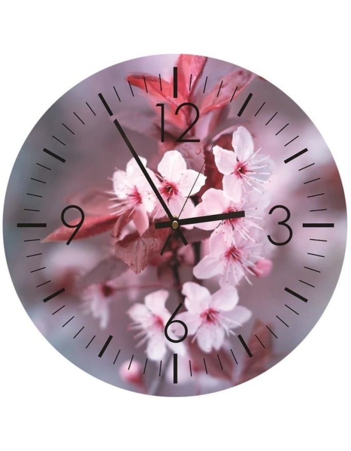 Wall clock - Plum blossoms - Doreen Albrecht | FEEBY