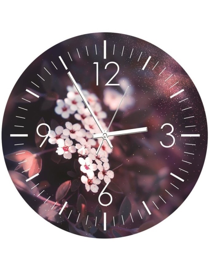 Wall clock - Cherry blossoms, macro - Doreen Albrecht | FEEBY