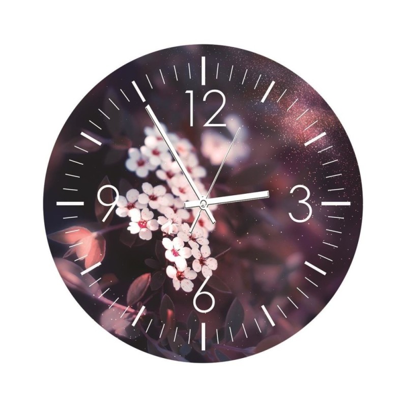 Wall clock - Cherry blossoms, macro - Doreen Albrecht | FEEBY