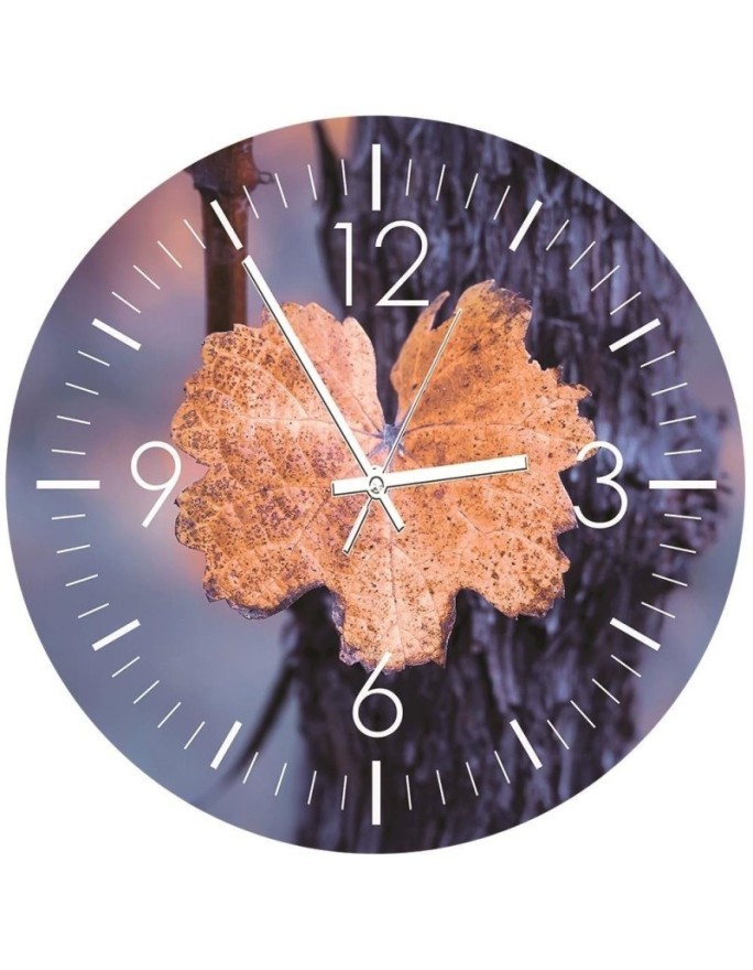 Wall clock - Golden autumn leaf - Doreen Albrecht | FEEBY