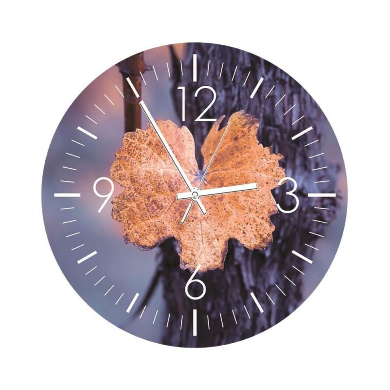 Wall clock - Golden autumn leaf - Doreen Albrecht | FEEBY