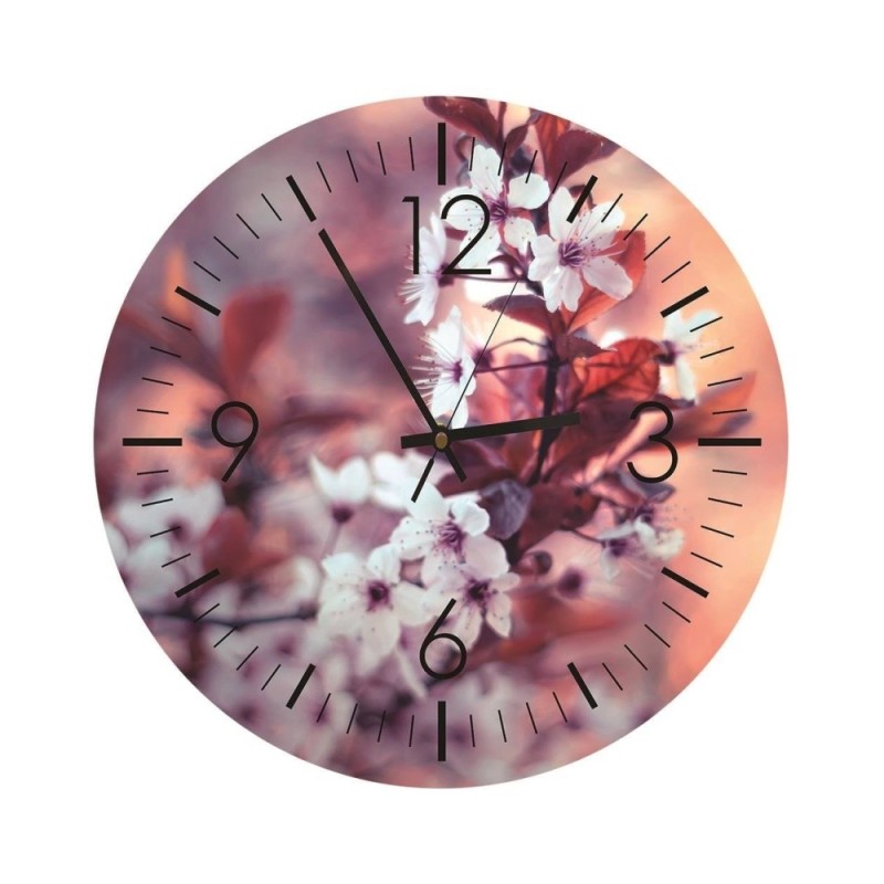 Wall clock - Pink cherry blossom - Doreen Albrecht | FEEBY