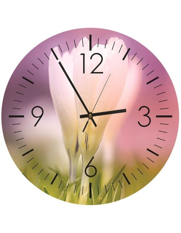 Wall clock - White Crocus - Doreen Albrecht | FEEBY