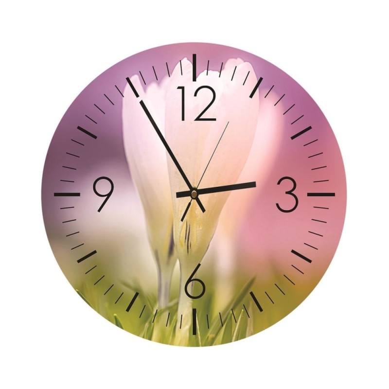 Wall clock - White Crocus - Doreen Albrecht | FEEBY