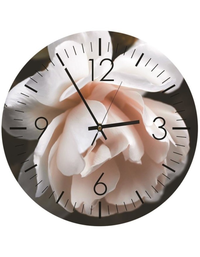 Wall clock - White Rose - Doreen Albrecht | FEEBY
