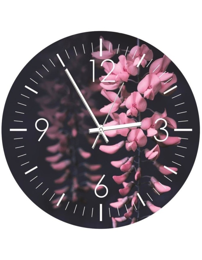 Wall clock - Pink acacia - Doreen Albrecht | FEEBY