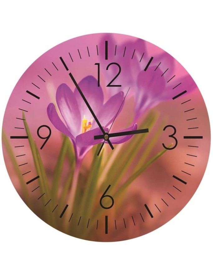 Wall clock - Spring crocuses - Doreen Albrecht | FEEBY