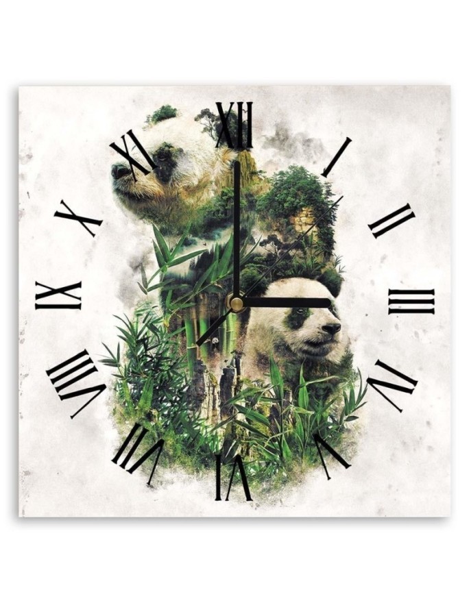 Wall clock - Pandas and bamboos - Biggers | FEEBY
