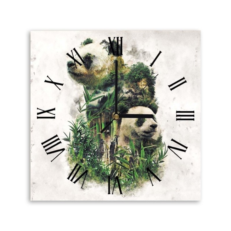 Wall clock - Pandas and bamboos - Biggers | FEEBY