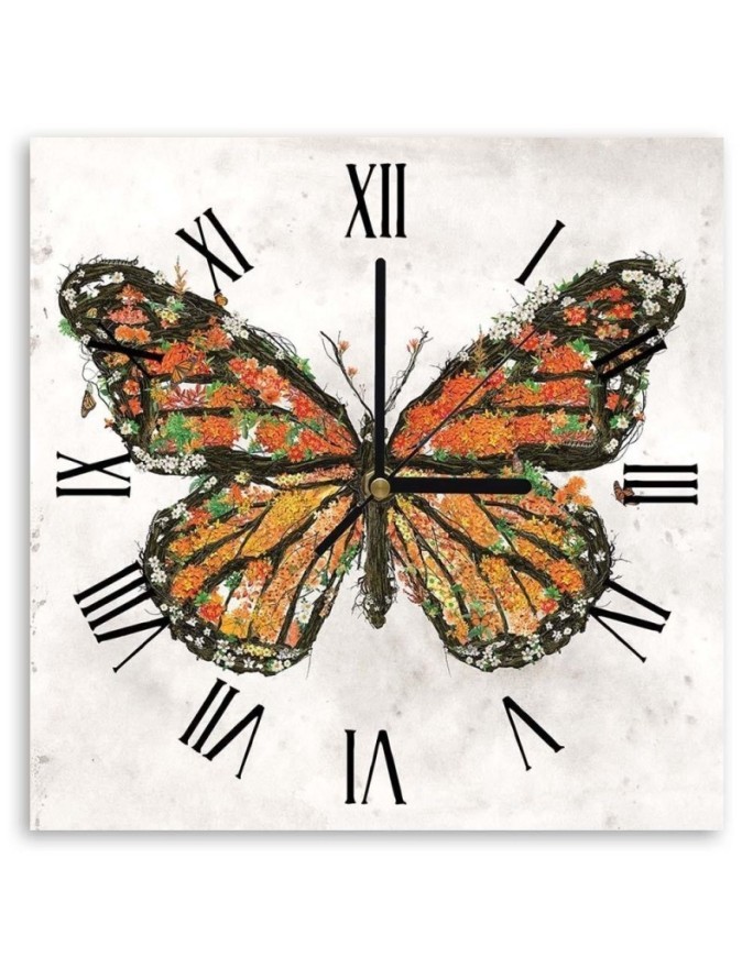 Wall clock - Butterfly made of flowers - Biggers | FEEBY