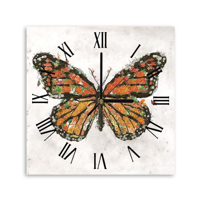 Wall clock - Butterfly made of flowers - Biggers | FEEBY