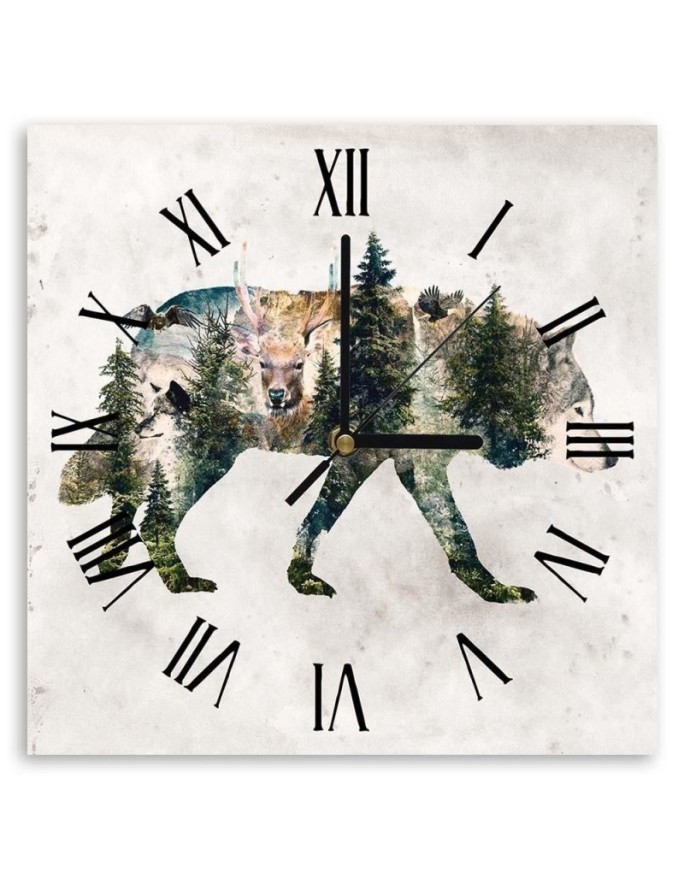 Wall clock - The wolf and nature - Biggers | FEEBY