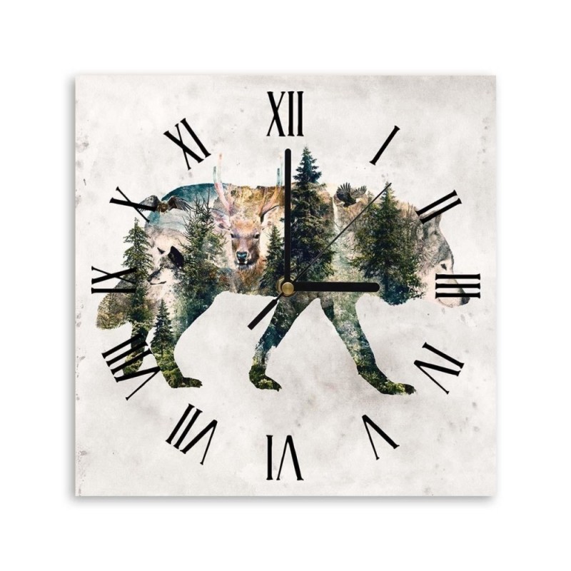 Wall clock - The wolf and nature - Biggers | FEEBY
