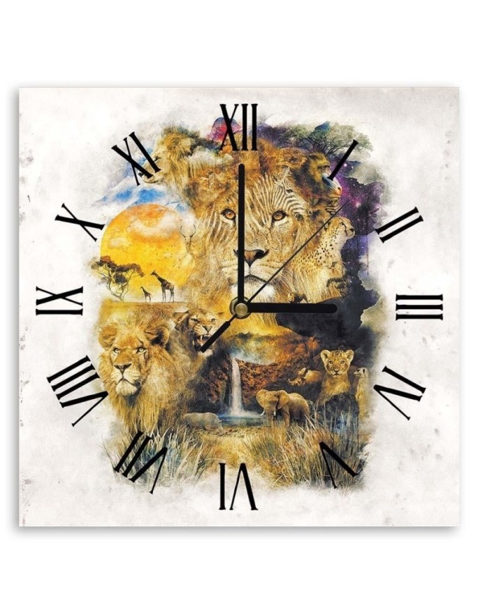 Wall clock - Savannah with wild animals - Biggers | FEEBY