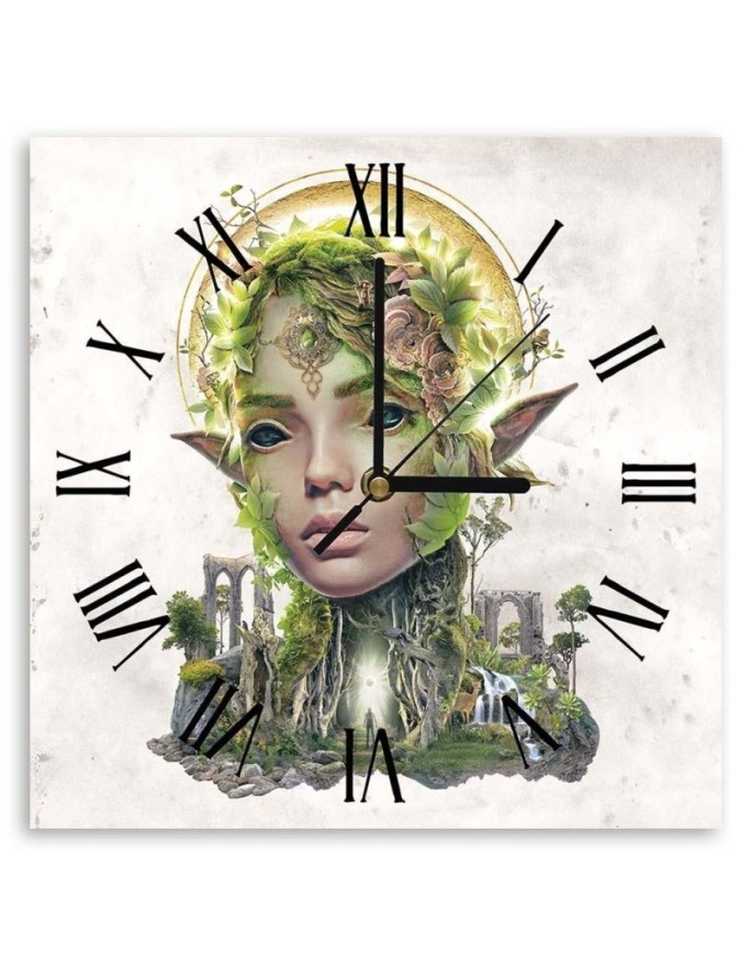 Wall clock - Woman elf and forest - Biggers | FEEBY