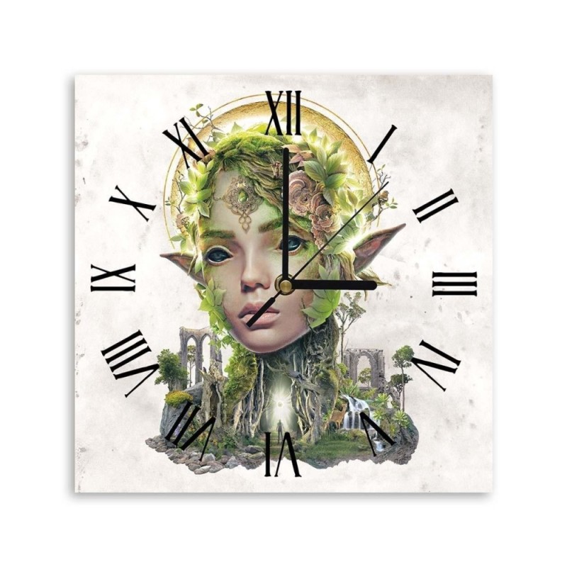 Wall clock - Woman elf and forest - Biggers | FEEBY