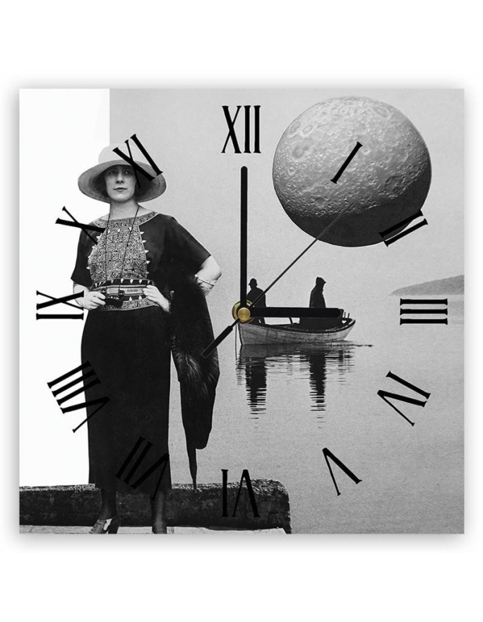 Wall clock - Woman standing on a bridge over a lake - Lili Chartrand | FEEBY