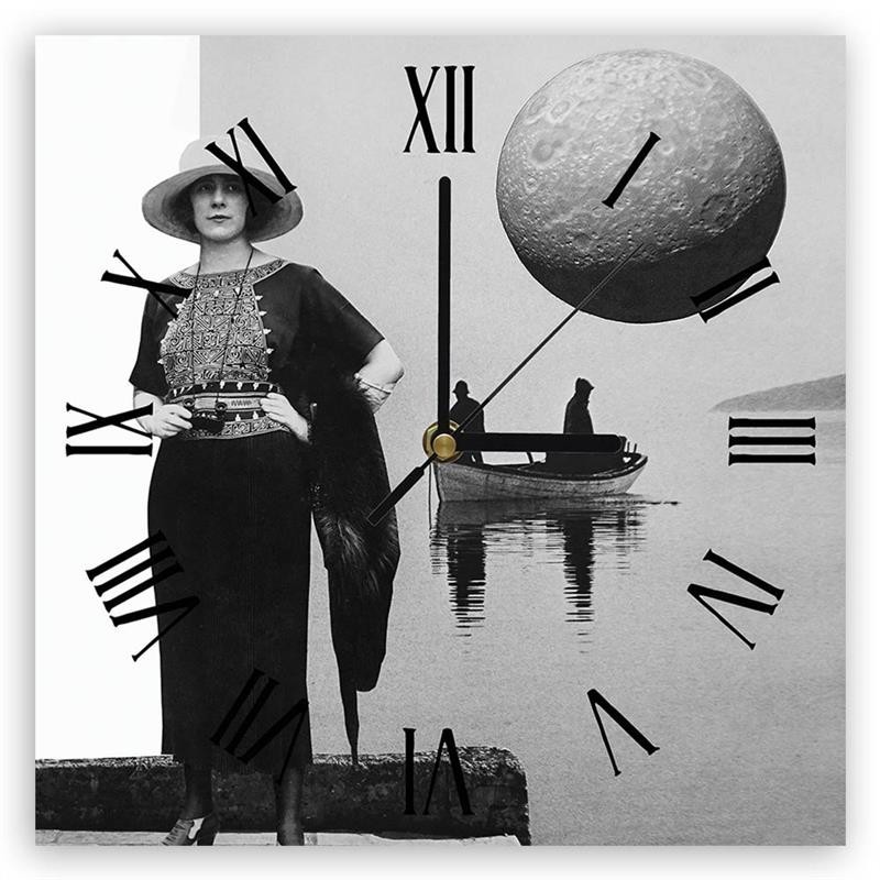 Wall clock - Woman standing on a bridge over a lake - Lili Chartrand | FEEBY