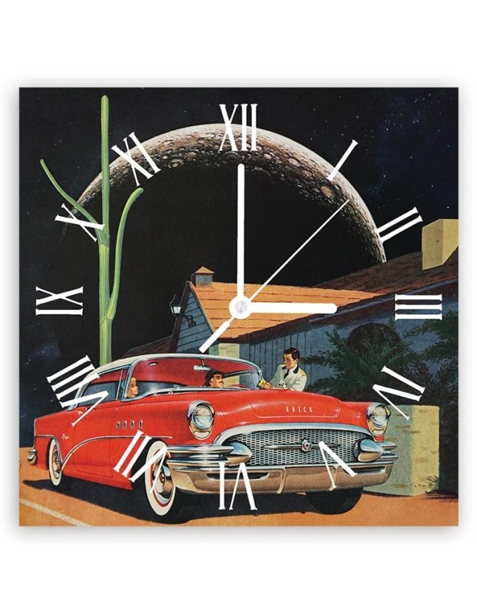 Wall clock - Red car in front of the house - Lili Chartrand | FEEBY