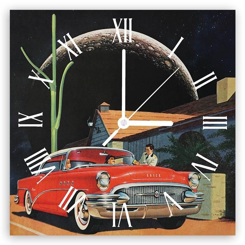 Wall clock - Red car in front of the house - Lili Chartrand | FEEBY