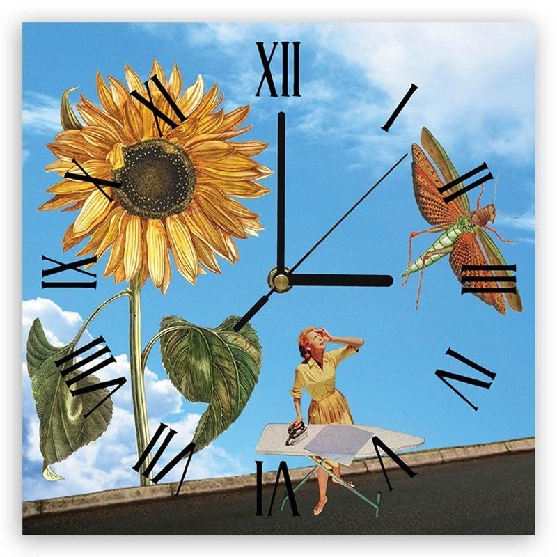 Wall clock - Woman ironing on roof, surrealism - Lili Chartrand | FEEBY