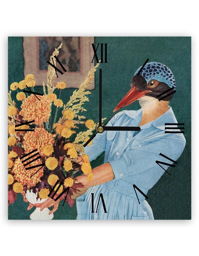 Wall clock - Woman with bird's head and vase - Lili Chartrand | FEEBY