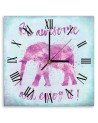 Wall clock - Inscription and figure of a pink elephant - Andrea Haase | FEEBY