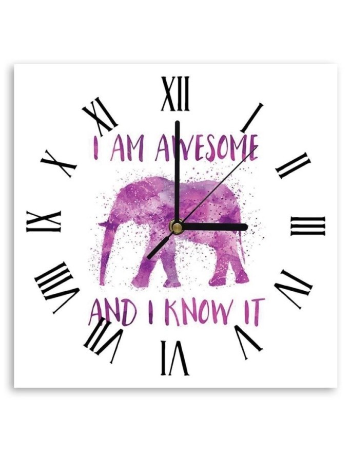 Wall clock - Inscription and figure of an elephant - Andrea Haase | FEEBY
