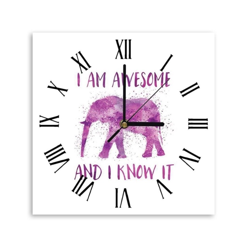 Wall clock - Inscription and figure of an elephant - Andrea Haase | FEEBY