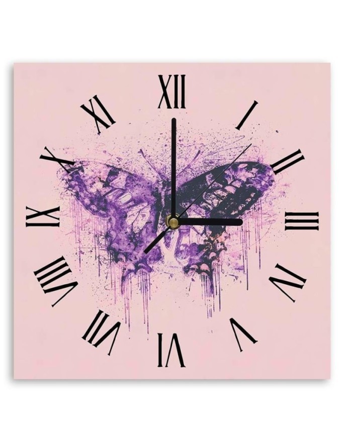 Wall clock - Purple butterfly - Andrea Haase | FEEBY