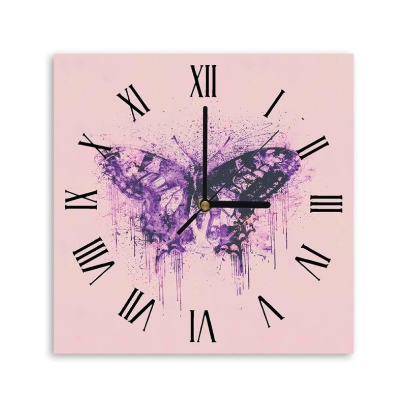 Wall clock - Purple butterfly - Andrea Haase | FEEBY