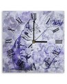 Wall clock - Cat on a purple old background - Andrea Haase | FEEBY