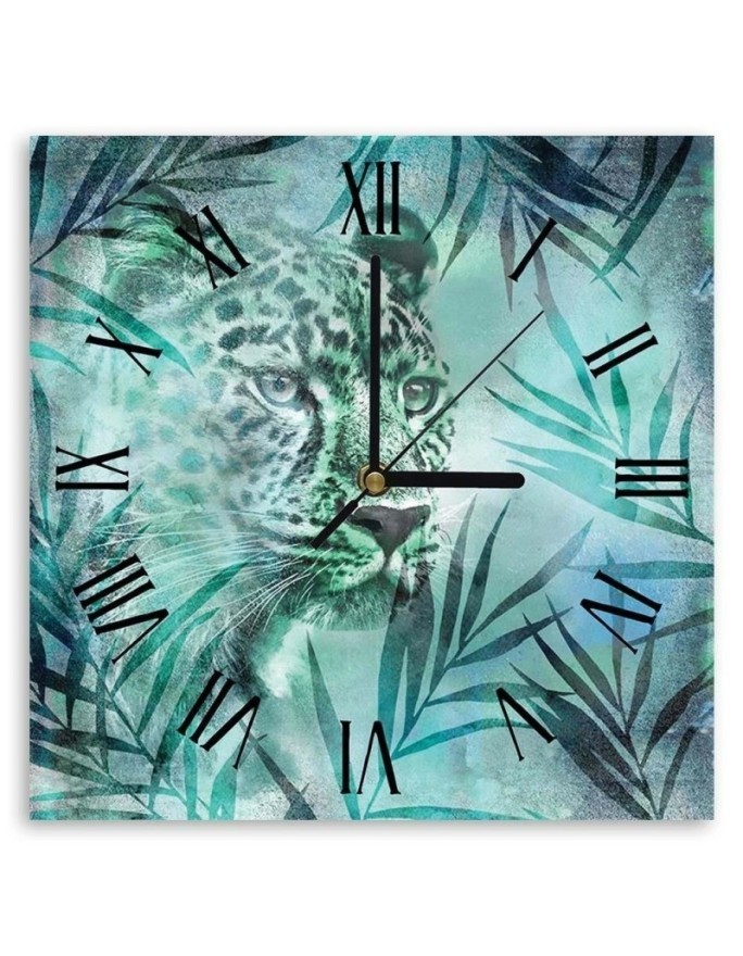 Wall clock - Leopard among the leaves - Andrea Haase | FEEBY
