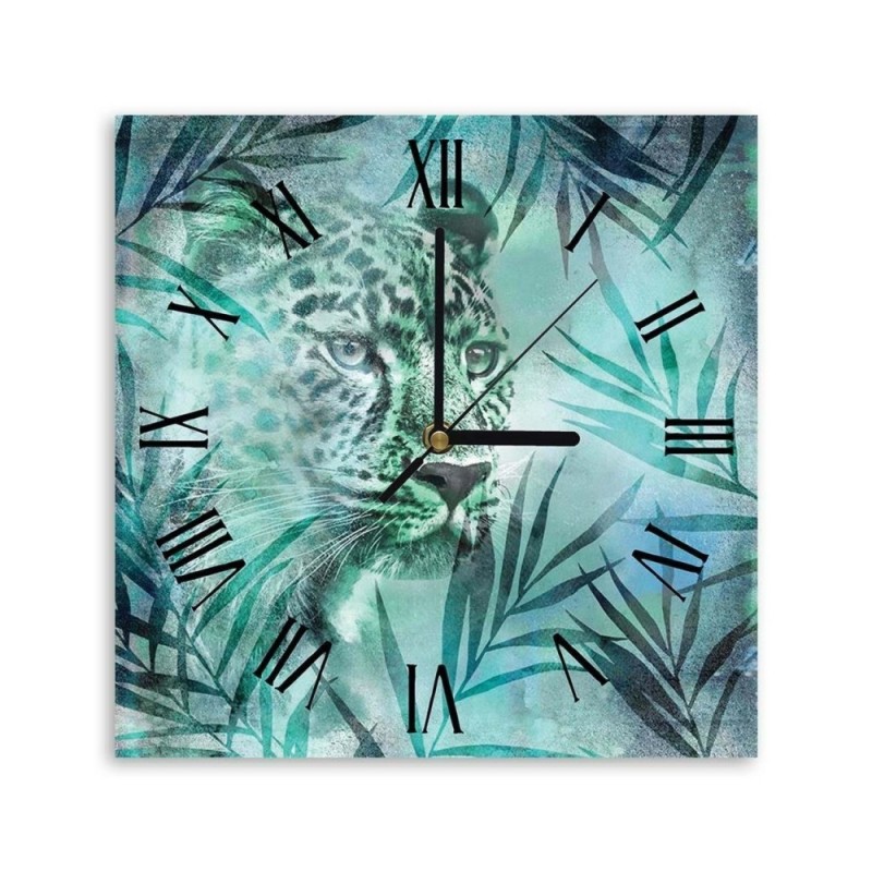 Wall clock - Leopard among the leaves - Andrea Haase | FEEBY
