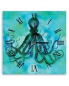 Wall clock - Green and blue octopus - Andrea Haase | FEEBY