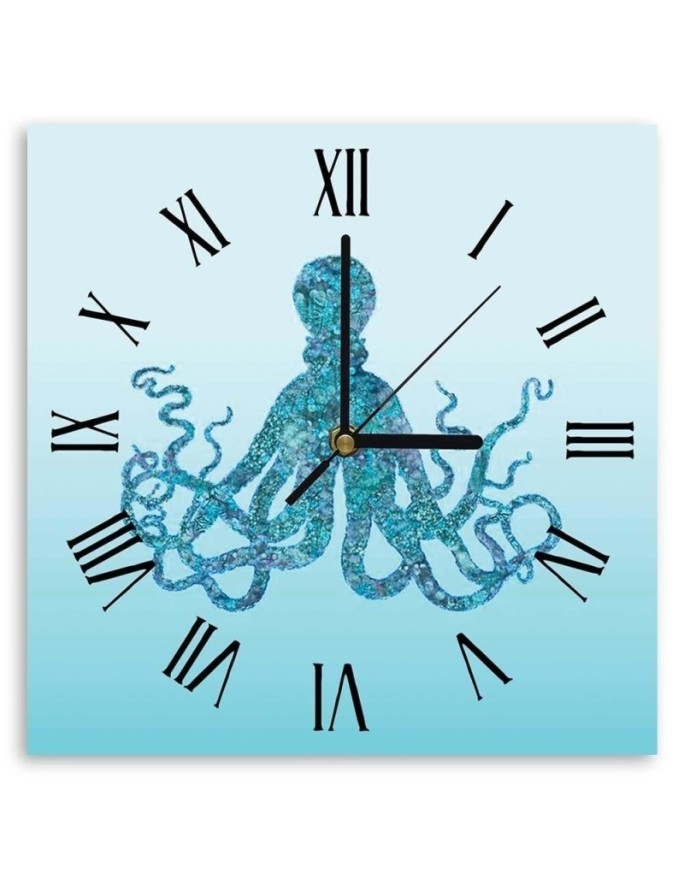 Wall clock - Blue octopus - Andrea Haase | FEEBY