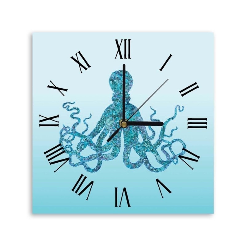 Wall clock - Blue octopus - Andrea Haase | FEEBY