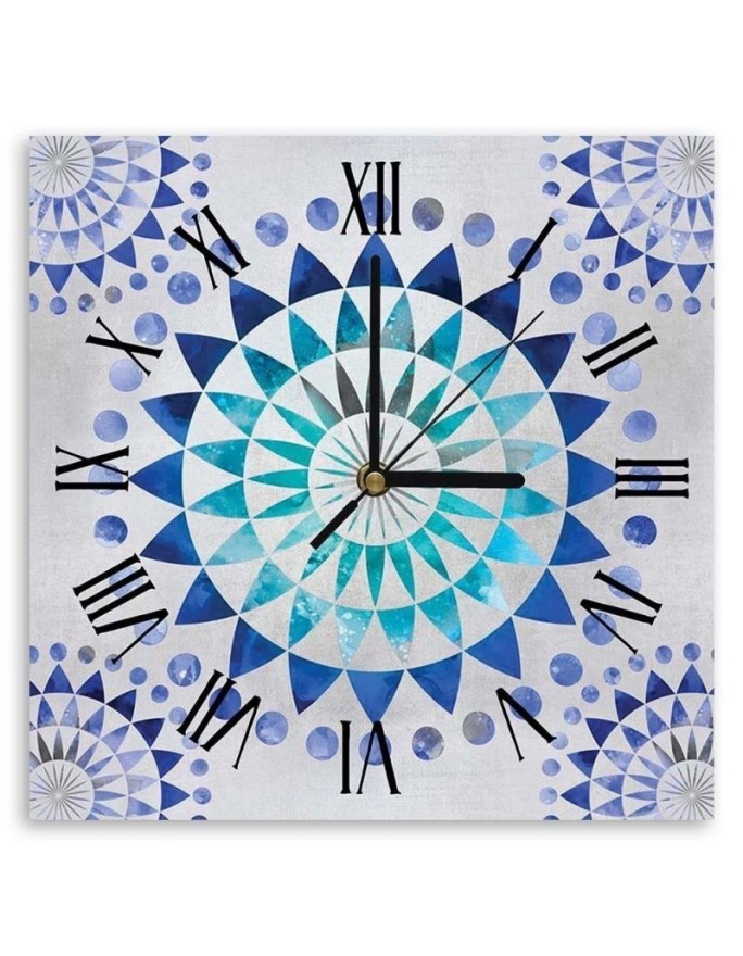Wall clock - Mandala blue - Andrea Haase | FEEBY