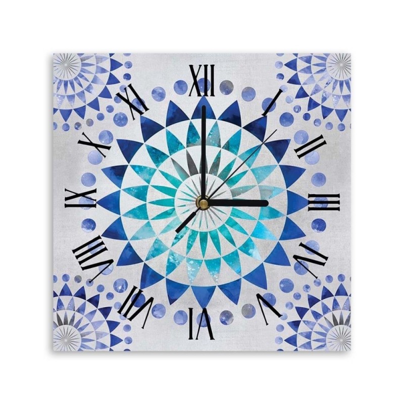 Wall clock - Mandala blue - Andrea Haase | FEEBY