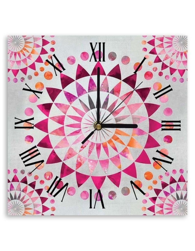 Wall clock - Mandala, purple and pink oriental pattern - Andrea Haase | FEEBY