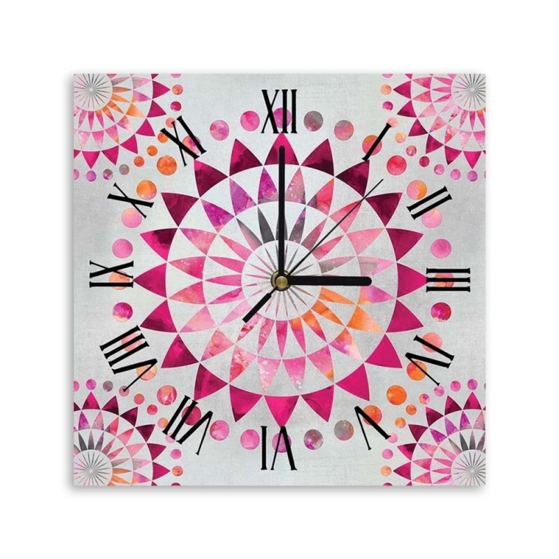 Wall clock - Mandala, purple and pink oriental pattern - Andrea Haase | FEEBY