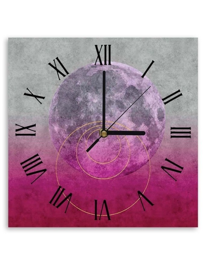 Wall clock - Moon on pink background - Andrea Haase | FEEBY