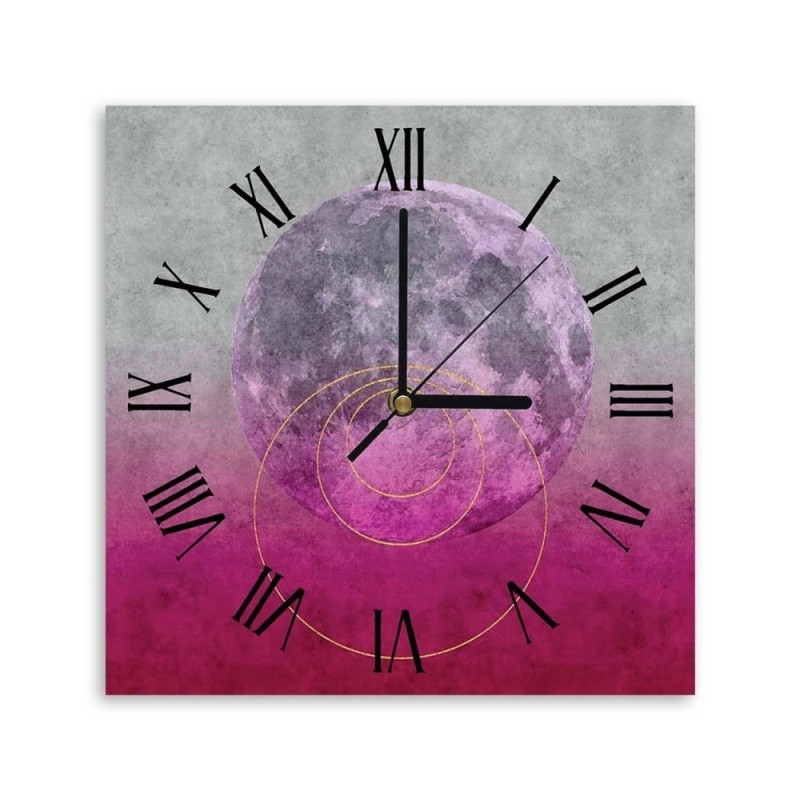 Wall clock - Moon on pink background - Andrea Haase | FEEBY