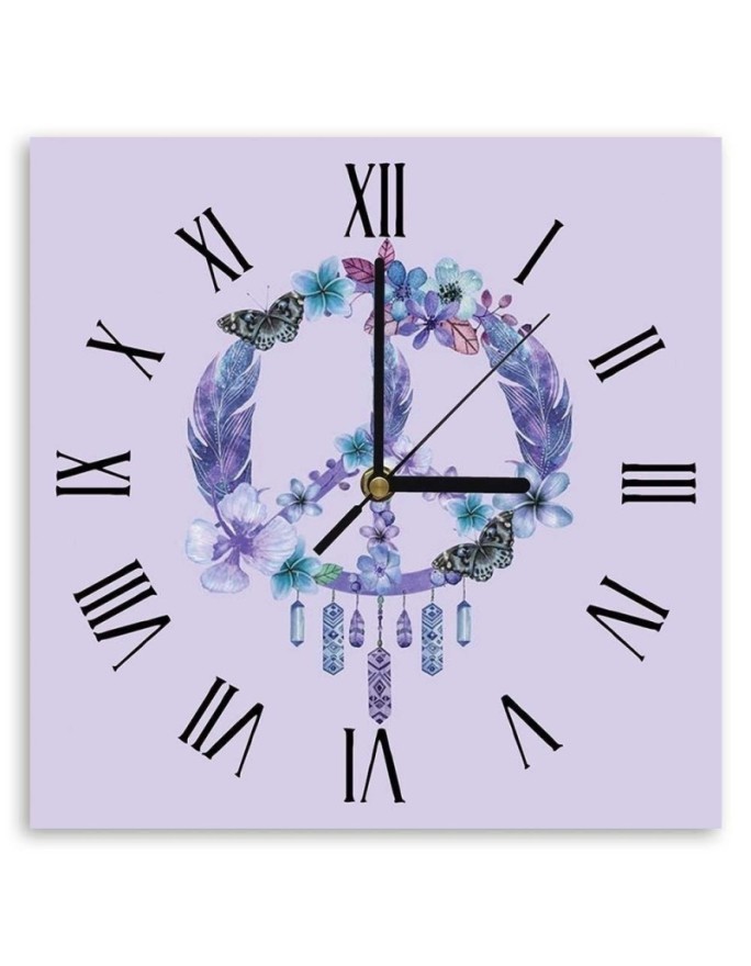 Wall clock - Purple peace sign - Andrea Haase | FEEBY