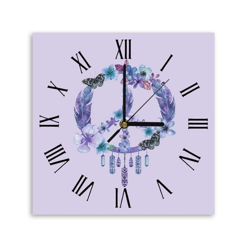 Wall clock - Purple peace sign - Andrea Haase | FEEBY
