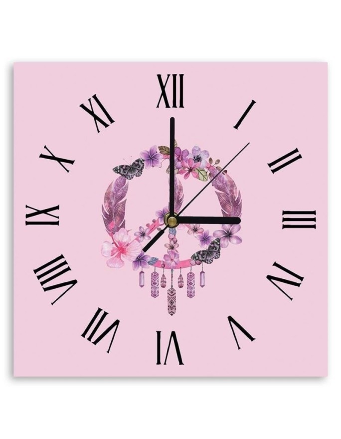 Wall clock - Little pink peace sign - Andrea Haase | FEEBY
