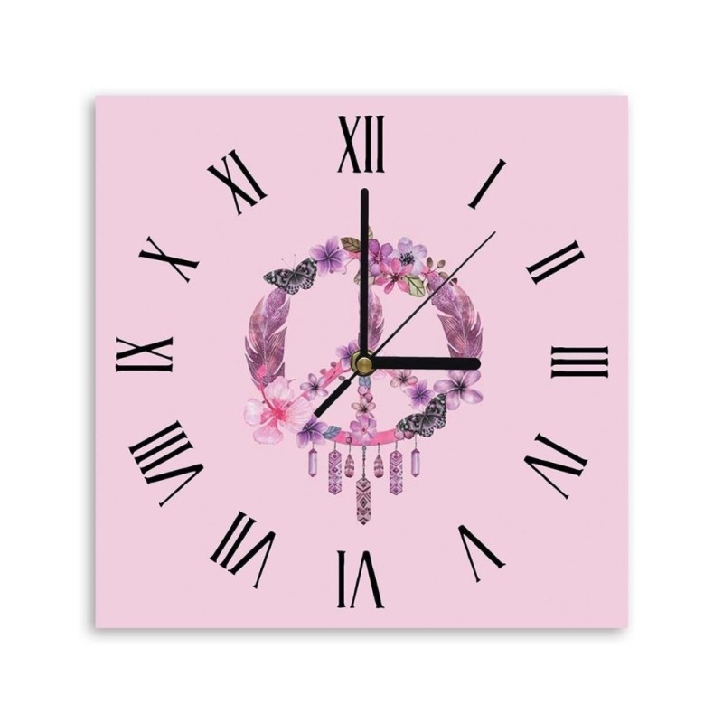 Wall clock - Little pink peace sign - Andrea Haase | FEEBY