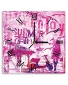 Wall clock - Pink holiday lettering - Andrea Haase | FEEBY
